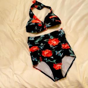 NWOT retro high waist 2 piece swim Sz M
